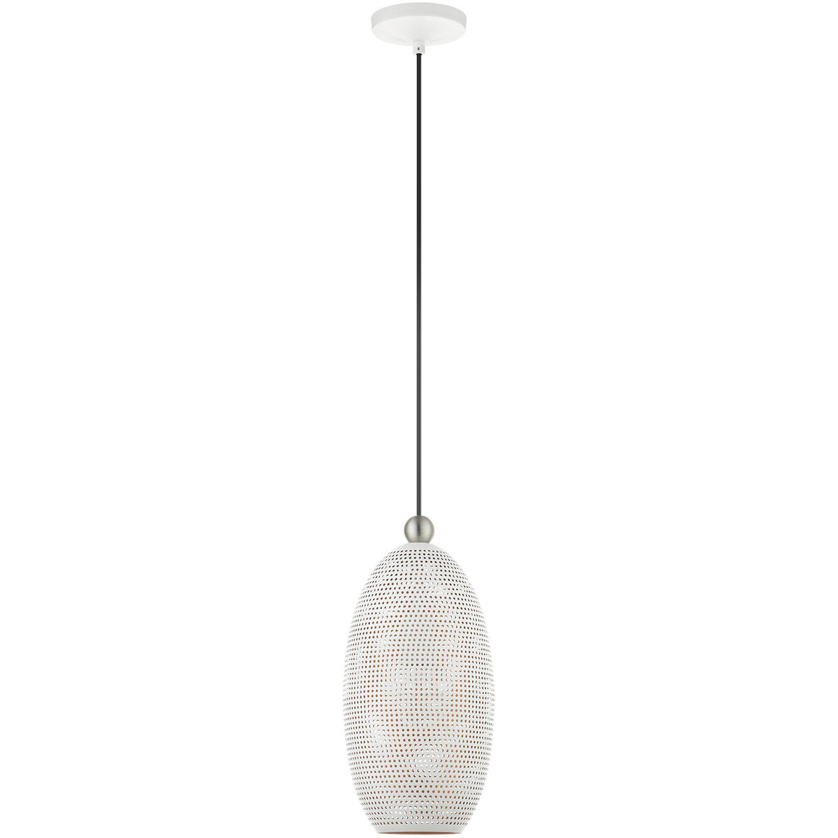 Dublin 1 Light 7 inch White with Brushed Nickel Accents Pendant Ceiling Light
