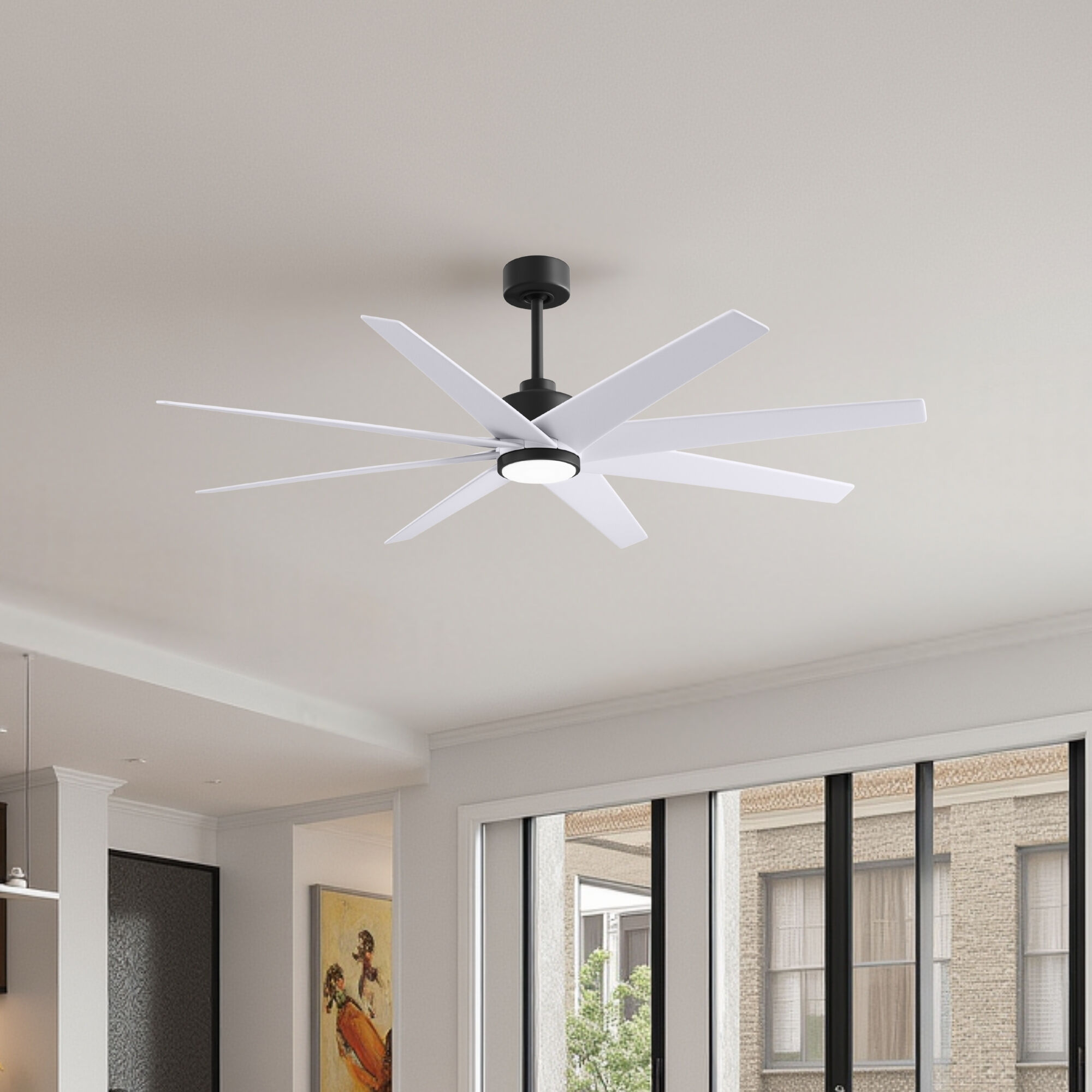 Atlas Ariella - LK 64 inch Matte Black with Matte White Blades Ceiling Fan