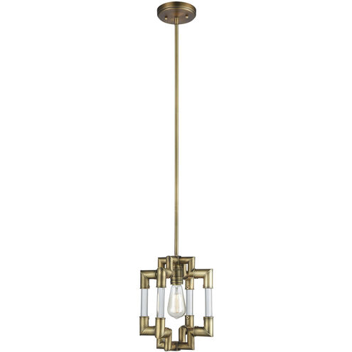 Brandon 1 Light 10 inch Classic Brass with Clear Mini Pendant Ceiling Light