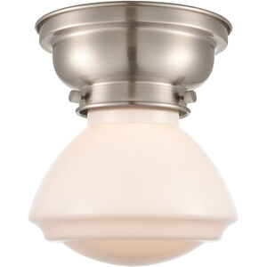 Aditi Olean LED 7 inch Brushed Satin Nickel Flush Mount Ceiling Light in Matte White Glass, Aditi