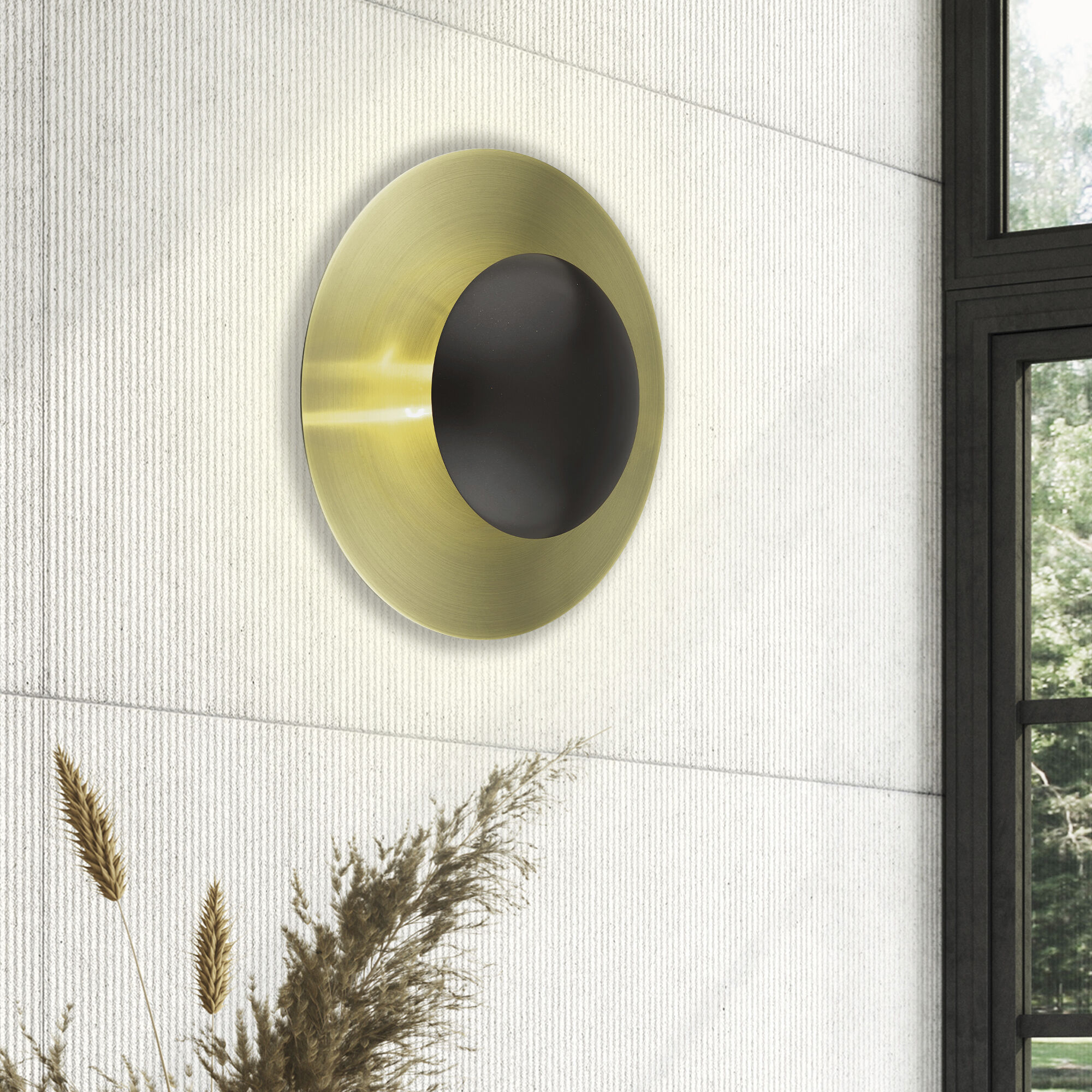 Ventura 2 Light 15 inch English Bronze with Antique Brass Reflector Semi-Flush/Wall Sconce Ceiling Light, Large