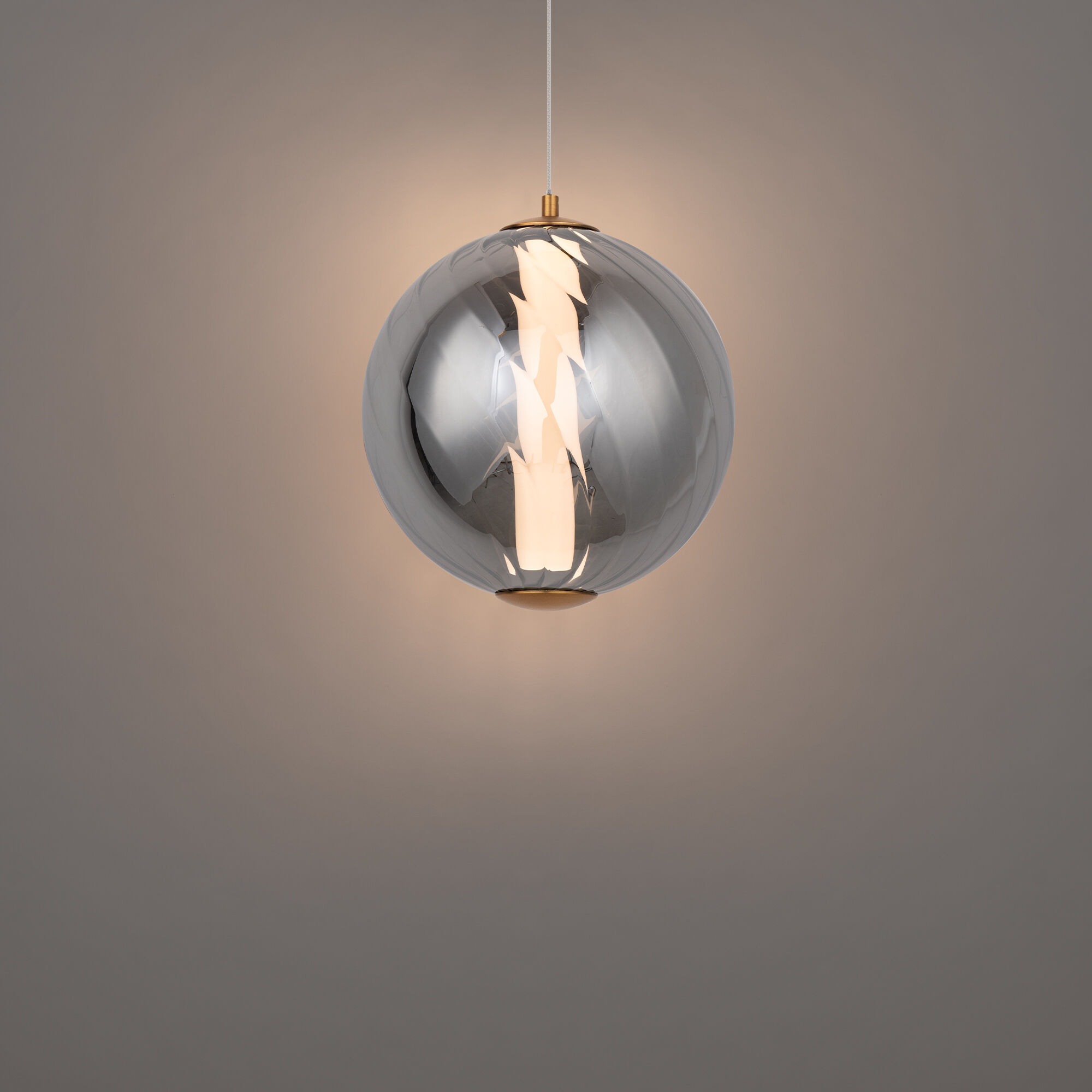 Swirly LED 9.9 inch Smoke Glass and Aged Brass Indoor Hanging Lighting Ceiling Light in 4000K