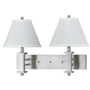 Hotel 2 Light 5 inch Brushed Steel Wall Lamp Wall Light