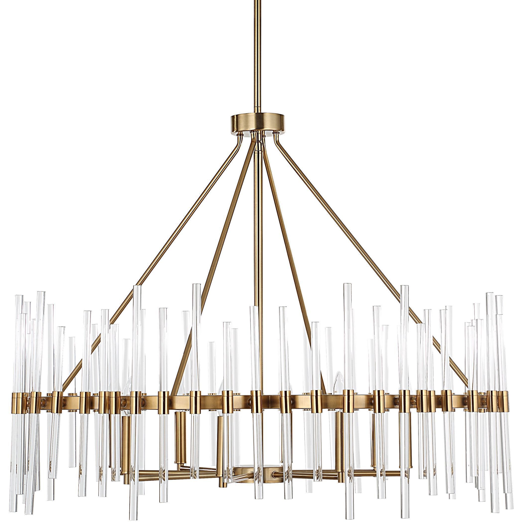 Crystal 8 Light 38.75 inch Warm Brass Chandelier Ceiling Light