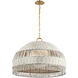 Marie Flanigan Whit LED 30.75 inch Soft Brass and White Wicker Dome Hanging Shade Ceiling Light, Extra Large