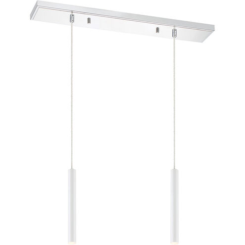 Forest LED 30 inch Chrome Linear Chandelier Ceiling Light in 2, 11, Matte White Steel