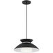 Fusion Collection 1 Light 14.25 inch Matte Black Pendant Ceiling Light, Noreen Family