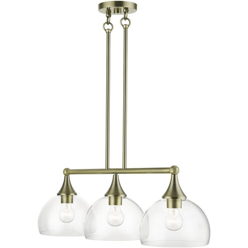 Glendon 3 Light 30 inch Antique Brass Linear Chandelier Ceiling Light