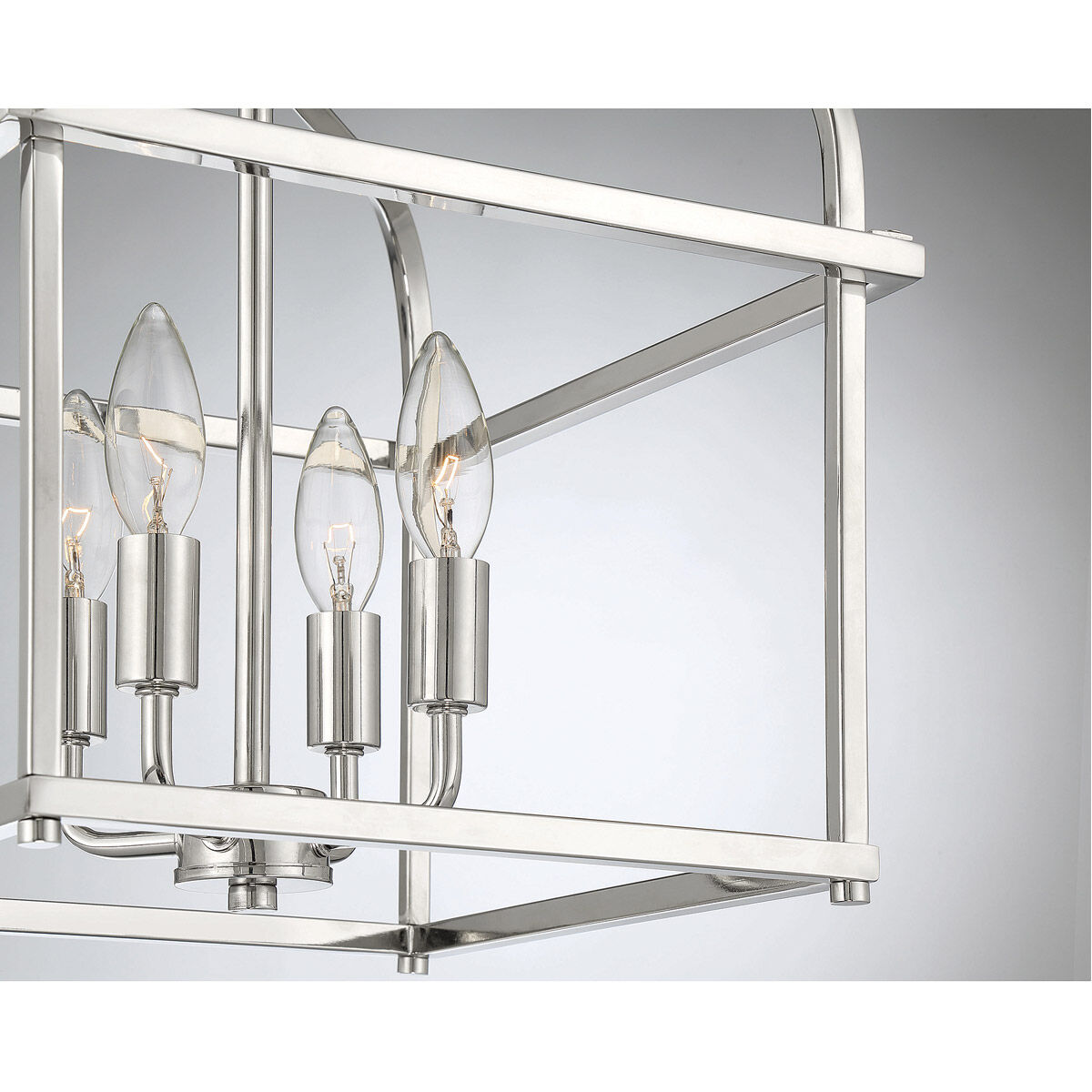 Transitional 4 Light 12 inch Polished Nickel Semi-Flush Ceiling Light