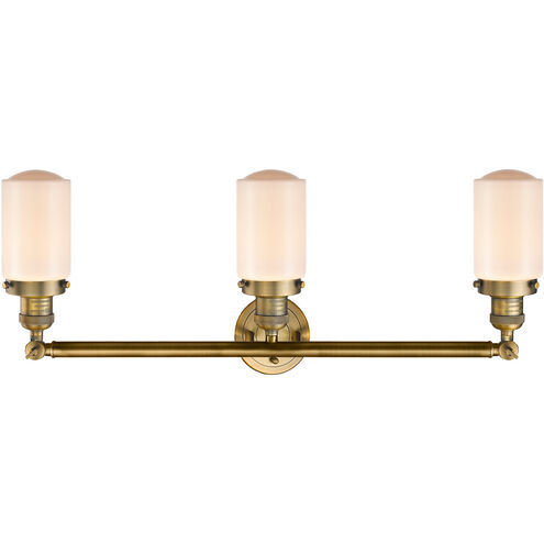 Franklin Restoration Dover LED 31 inch Brushed Brass Bath Vanity Light Wall Light in Matte White Glass, Franklin Restoration