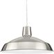 Metal Shade 1 Light Brushed Nickel Pendant Ceiling Light in Standard