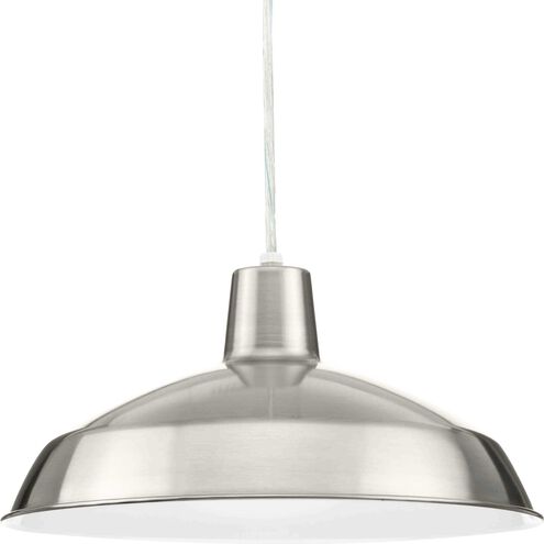 Metal Shade 1 Light Brushed Nickel Pendant Ceiling Light in Standard