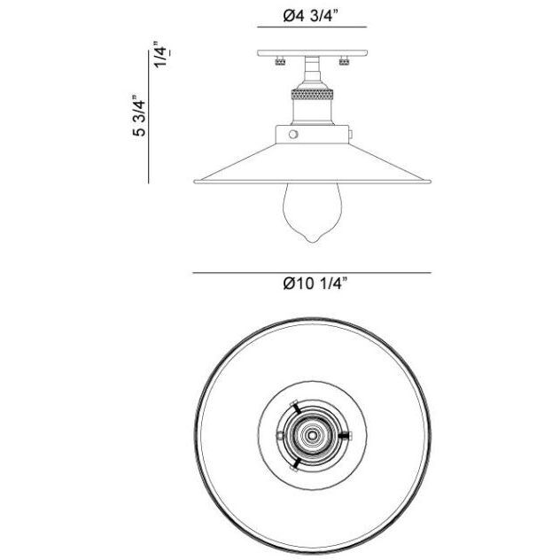Bulstrode's Workshop 1 Light 10.25 inch Black Flush Mount Ceiling Light in Black and Chrome