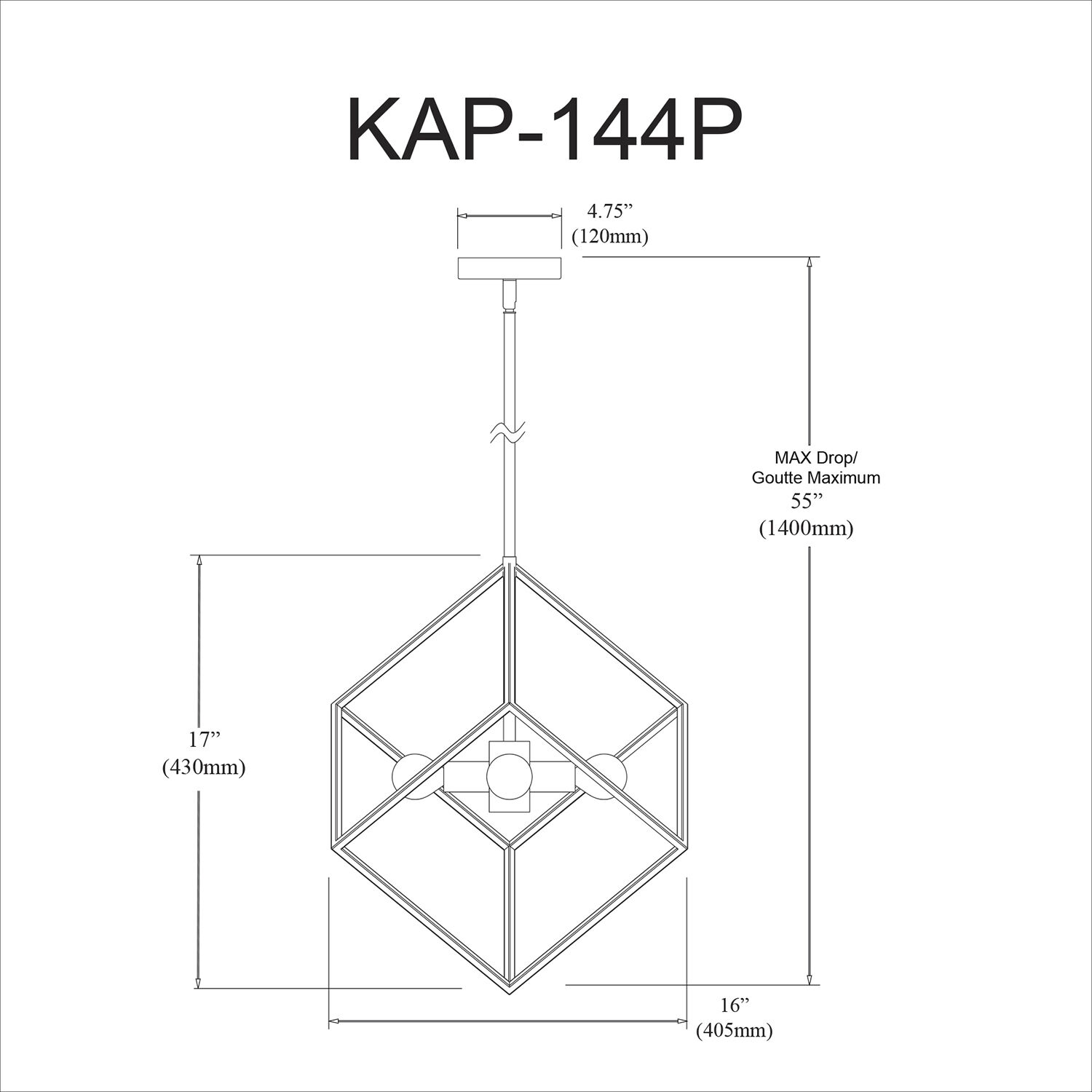 Kappa LED 14 inch Polished Chrome with Matte Black Pendant Ceiling Light in Polished Chrome and Matte Black