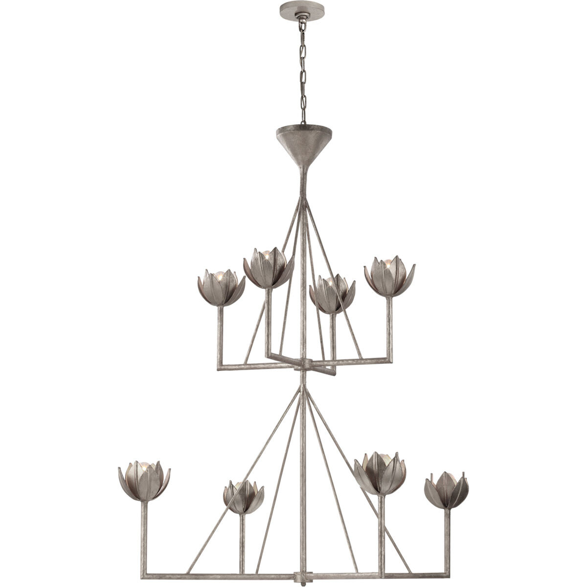 Julie Neill Alberto 8 Light 49 inch Burnished Silver Leaf Two Tier Chandelier Ceiling Light, Large