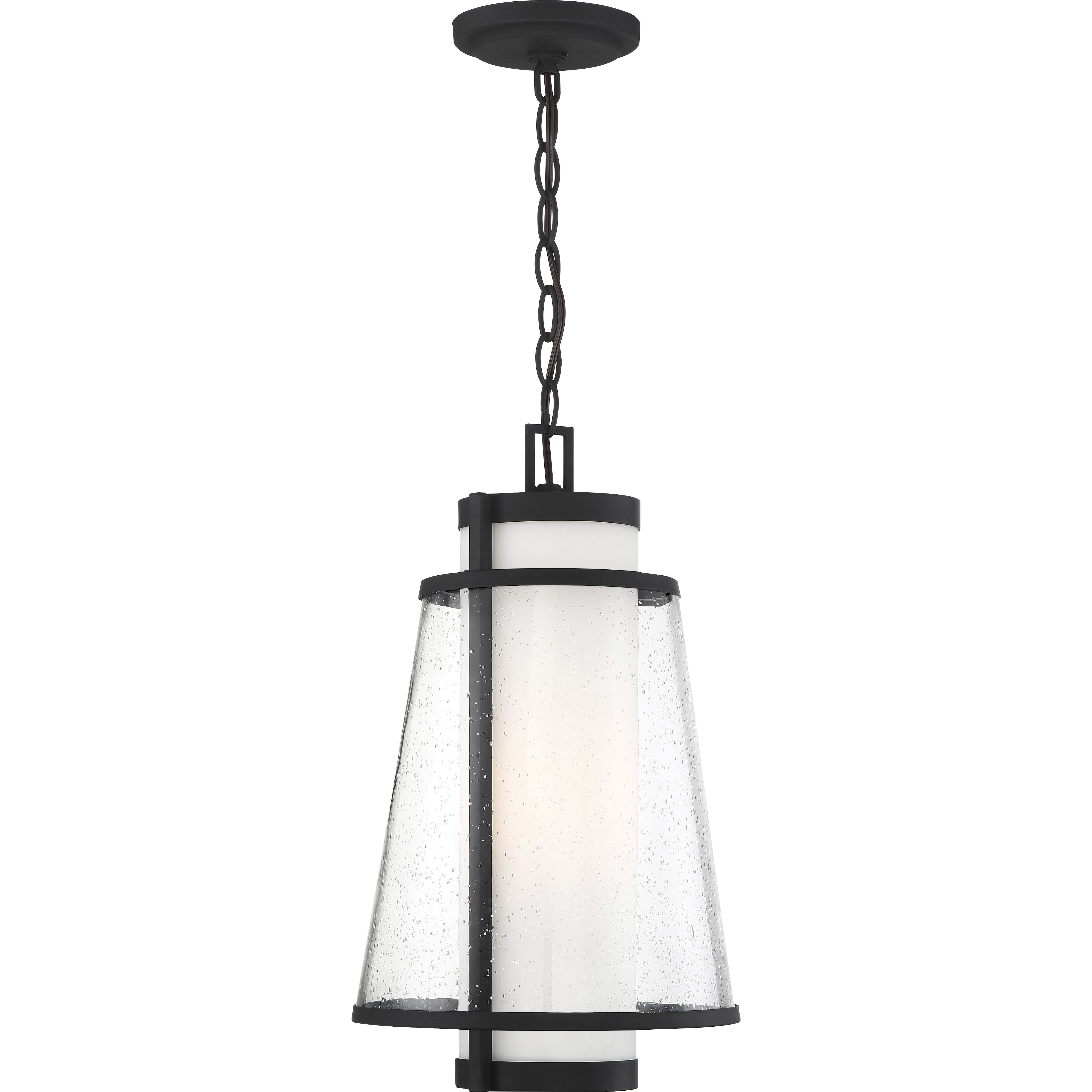 Anau 1 Light 10.5 inch Matte Black and Glass Outdoor Hanging Lantern