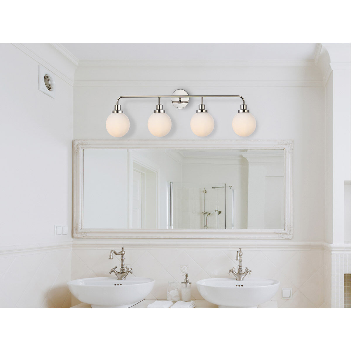 Hanson 4 Light 38 inch Polish Nickel Bath Sconce Wall Light