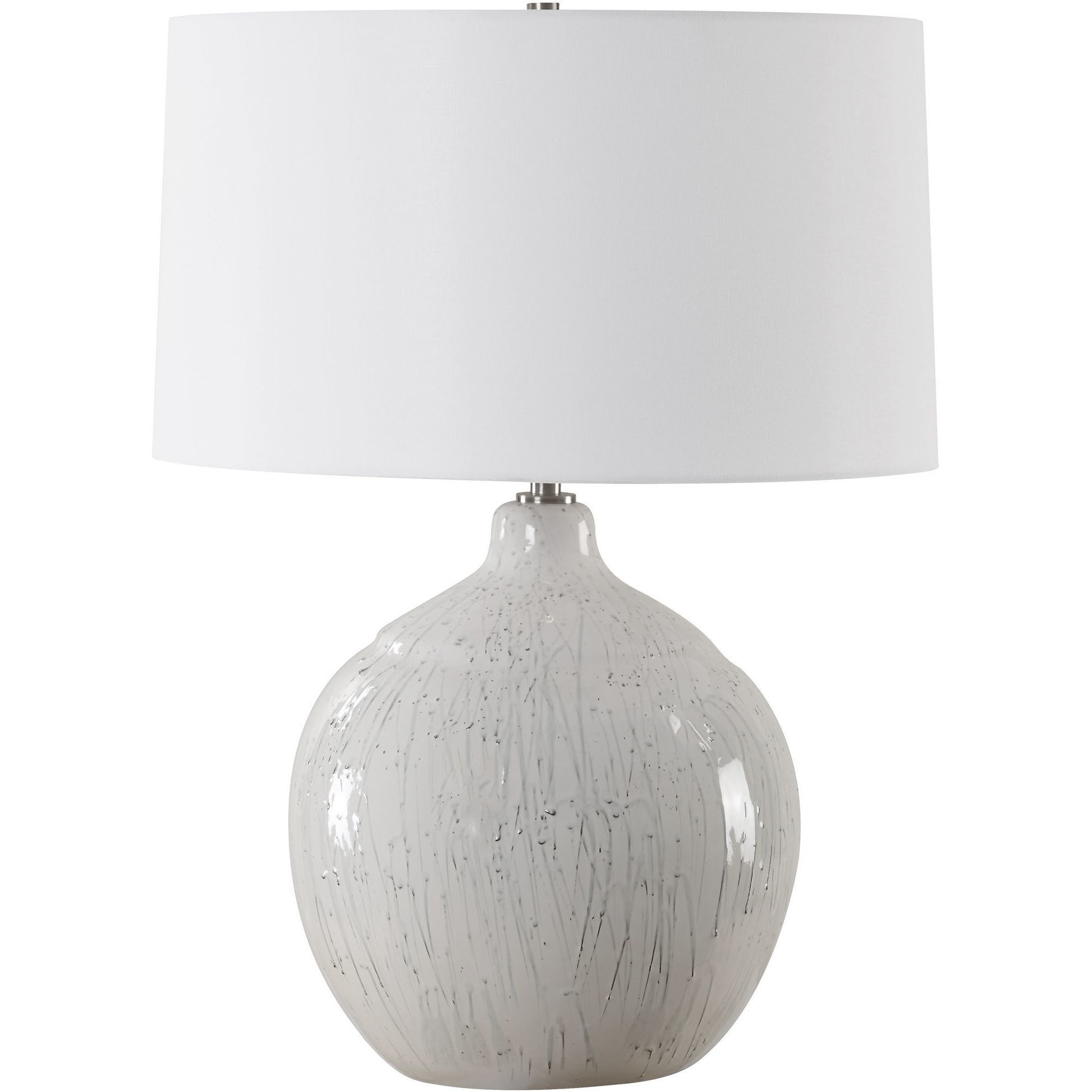 Dribble 25.75 inch 150.00 watt White Glaze with Dripped Gray Texture and Brushed Nickel Table Lamp Portable Light