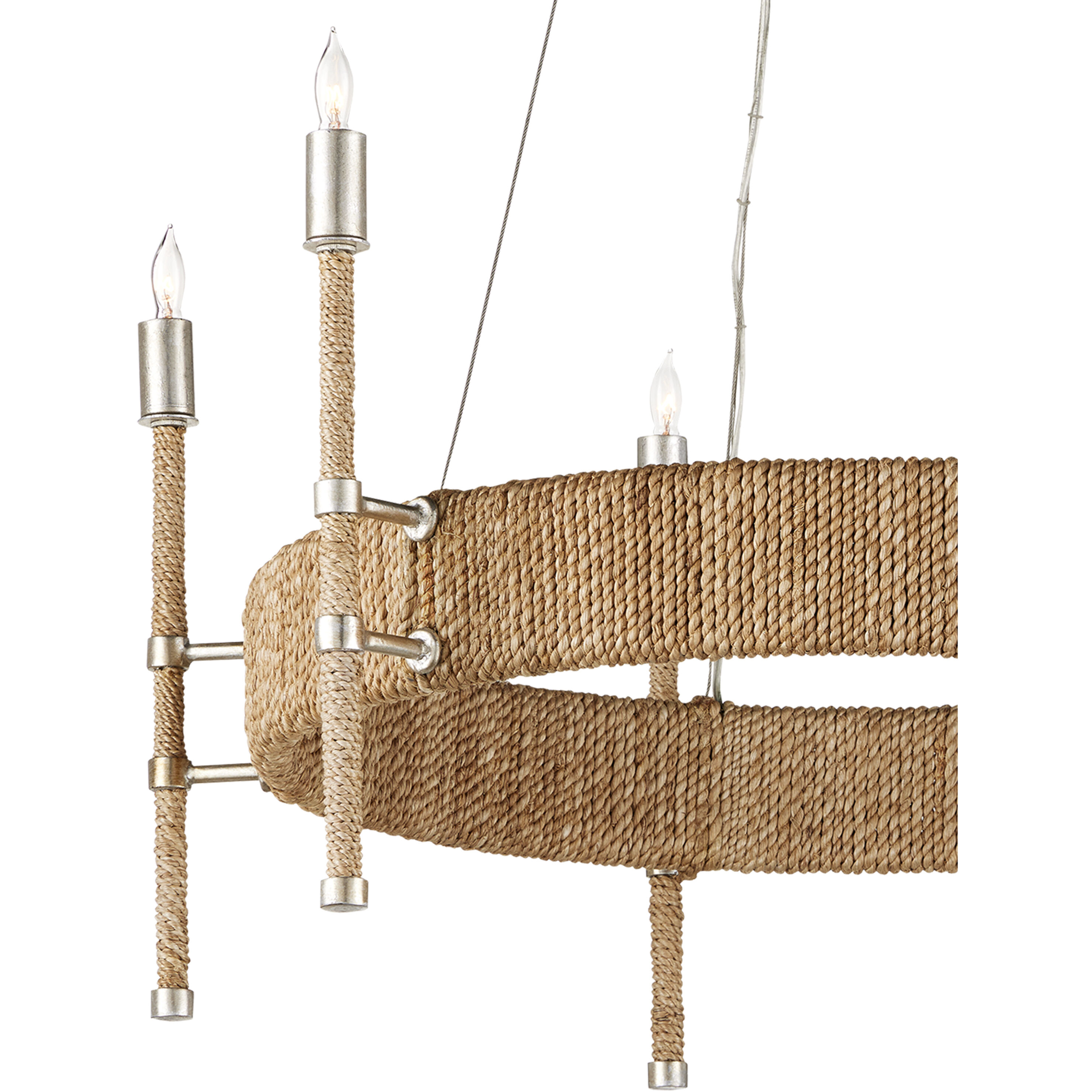 Monzie 6 Light 30.25 inch Contemporary Silver Leaf/Natural Chandelier Ceiling Light