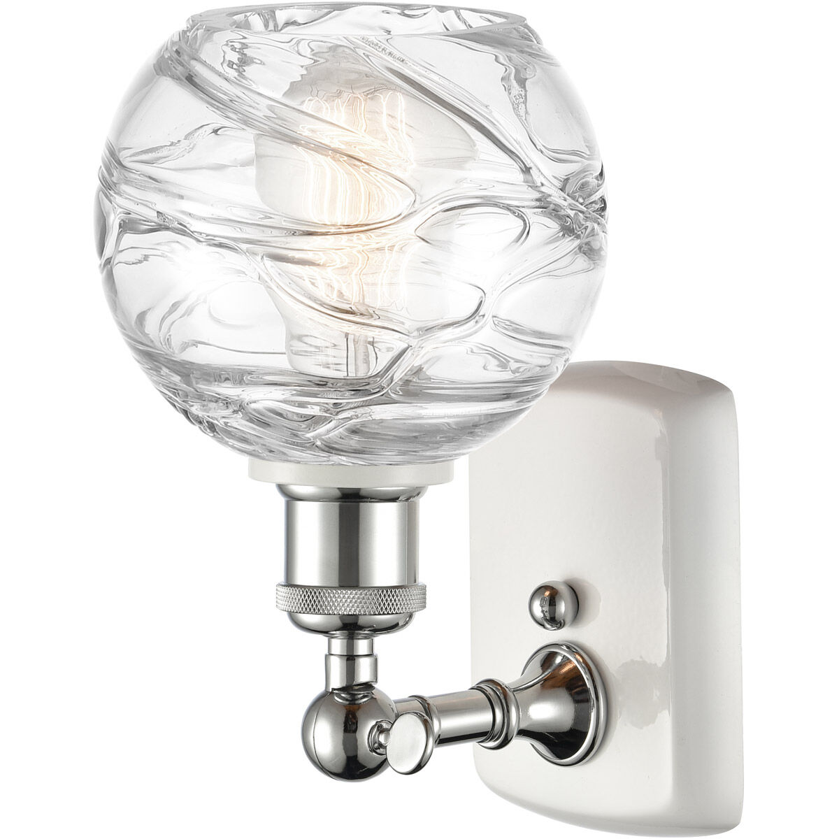 Ballston Small Deco Swirl LED 6 inch White and Polished Chrome Sconce Wall Light, Ballston