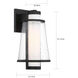 Anau 1 Light 15 inch Matte Black and Glass Outdoor Wall Lantern, Medium