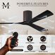 Atlas Irene-3H 60 inch Textured Bronze with Matte Black Blades Ceiling Fan, Flush Mounted