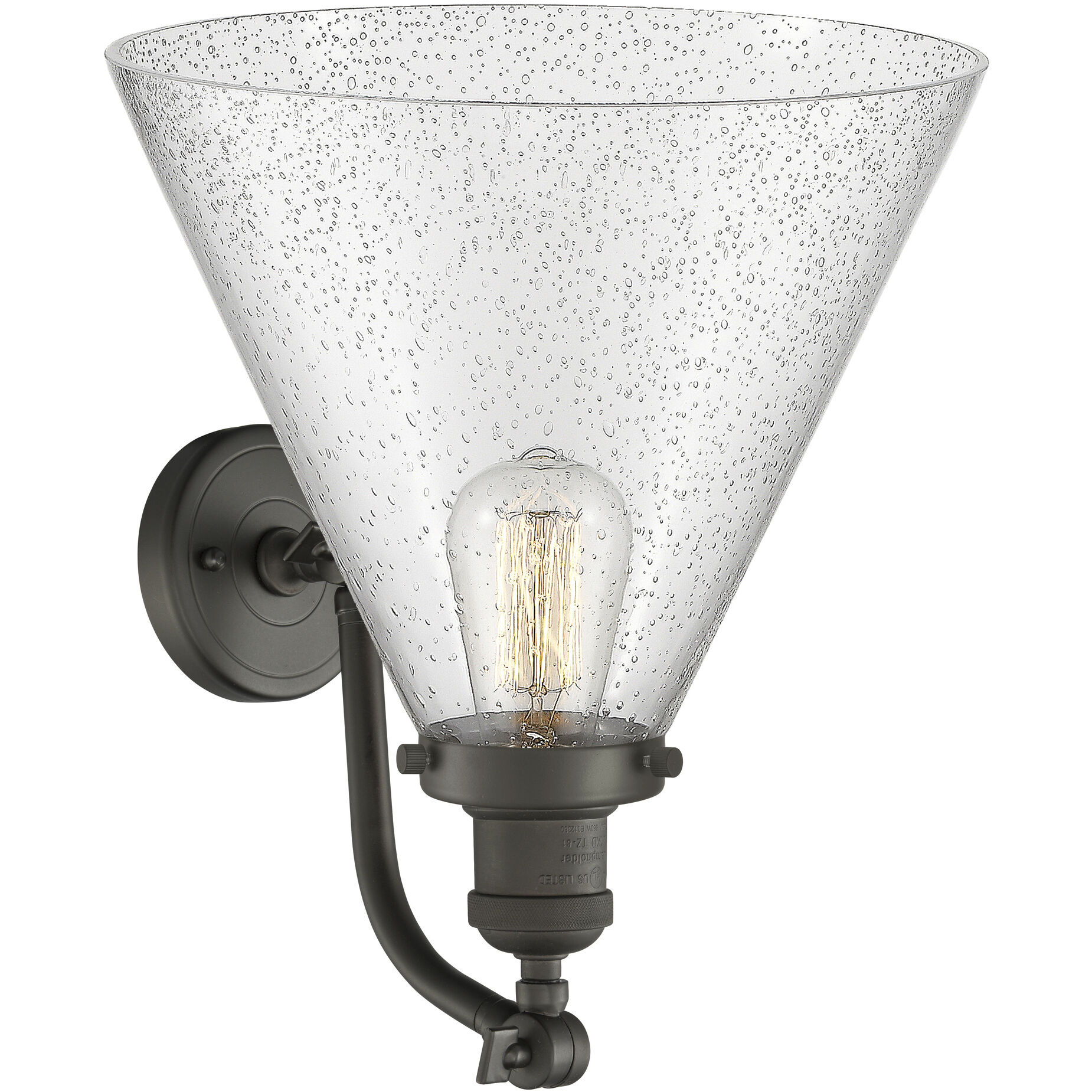 Franklin Restoration X-Large Cone 1 Light 12 inch Oil Rubbed Bronze Sconce Wall Light in Seedy Glass, Franklin Restoration