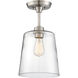 Modern 1 Light 10 inch Brushed Nickel Semi-Flush Ceiling Light