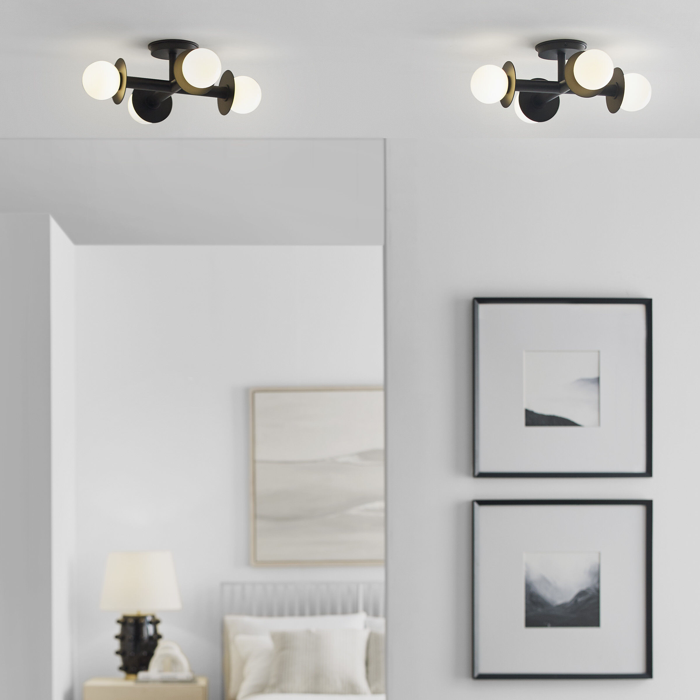 Kelly by Kelly Wearstler Nodes 4 Light 18 inch Midnight Black Semi Flush Mount Ceiling Light