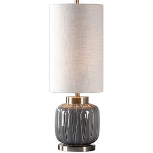 Zahlia 32 inch 150 watt Aged Gray Ceramic and Antiqued Brass Table Lamp Portable Light