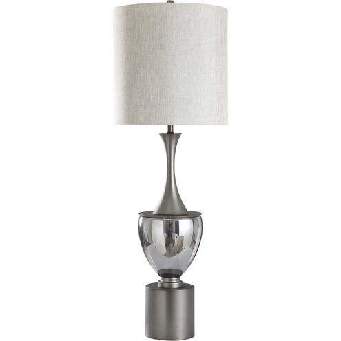 Ward 55 inch 150.00 watt Smoke Finished Glass With Pewter Metal Finish Table Lamp Portable Light