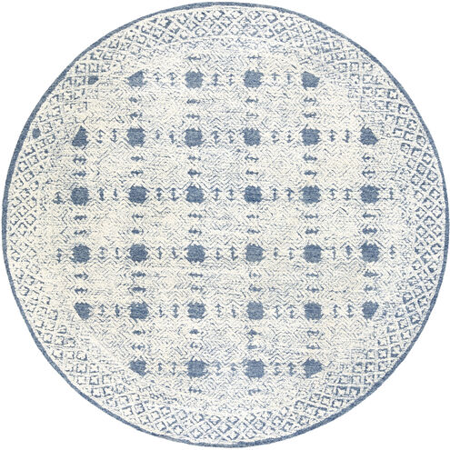 Louvre 96 X 96 inch Dark Blue/Cream/Pale Blue Handmade Rug in 8 Ft Round, Round