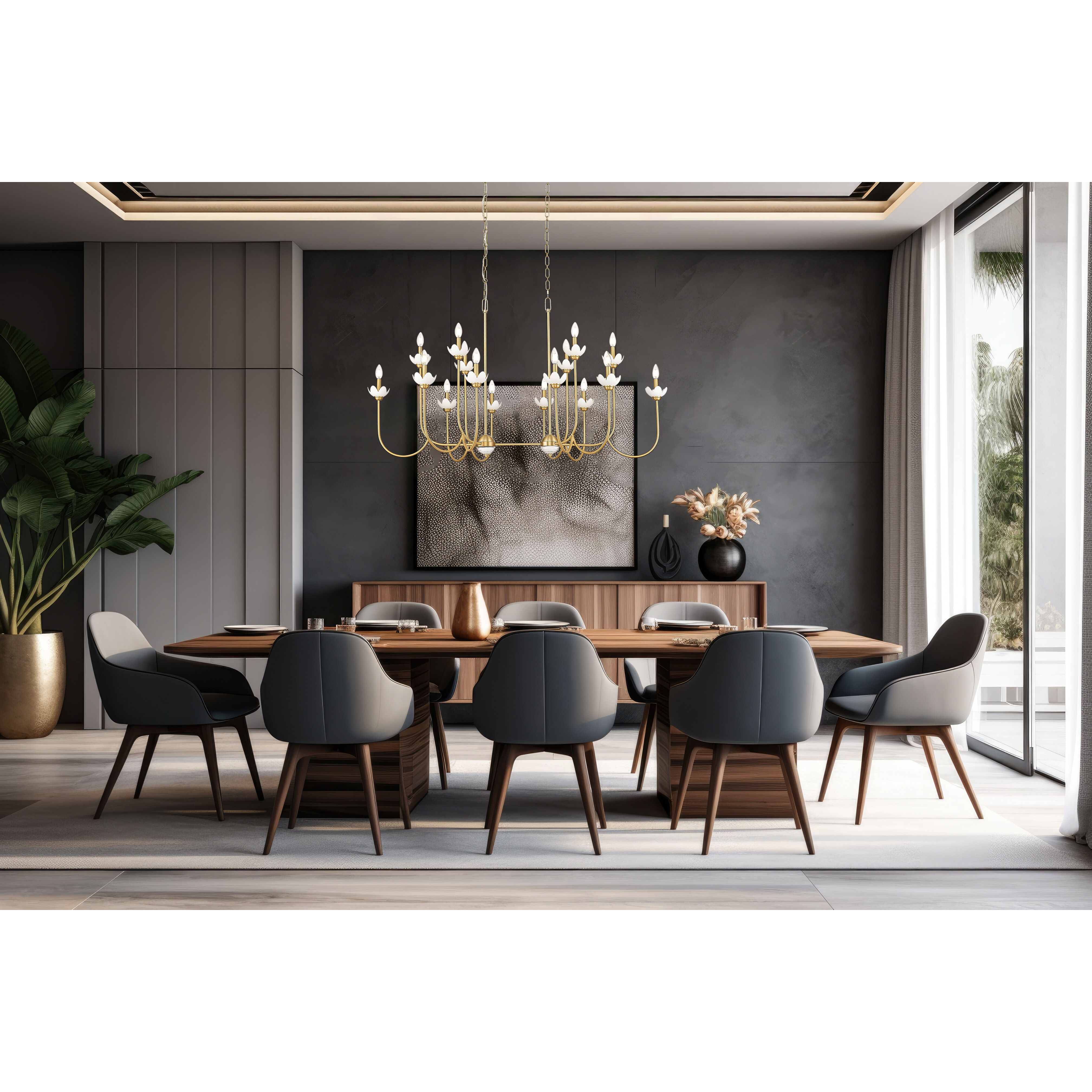 Allistair Linear Chandelier Ceiling Light in Modern Gold