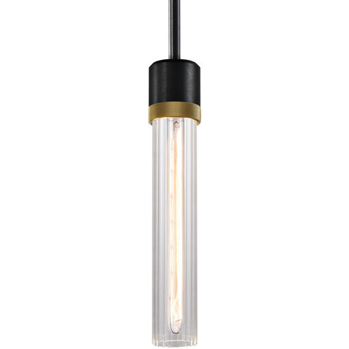 Zigrina 1 Light 5.13 inch Satin Brushed Black with Aged Brass Pendant Ceiling Light