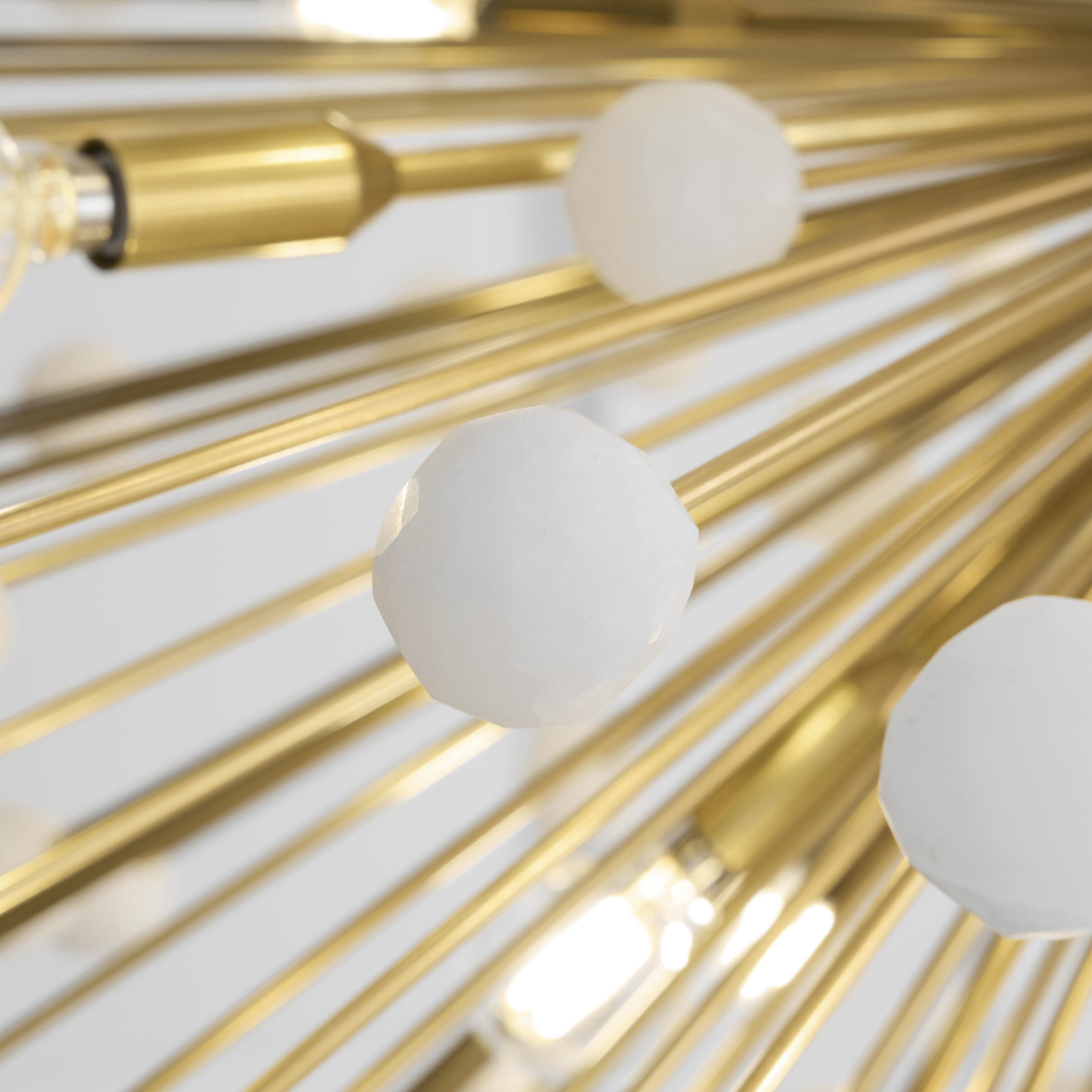 Suzanne Kasler Lys LED 41 inch Hand-Rubbed Antique Brass and Alabaster Chandelier Ceiling Light