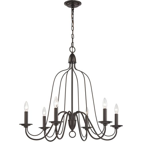 Monroe 6 Light 30 inch Oil Rubbed Bronze Chandelier Ceiling Light