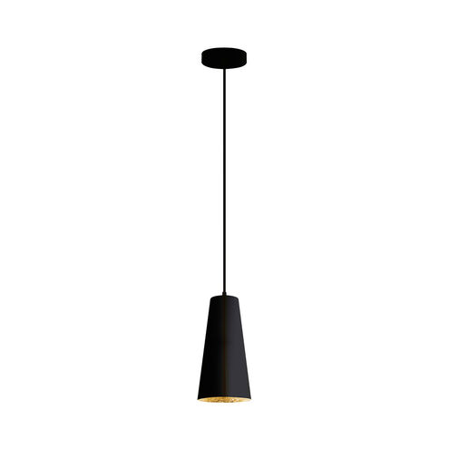 Pratella 1 1 Light 5 inch Structured Black Exterior and Gold Leaf Interior Pendant Ceiling Light