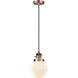 Franklin Restoration Beacon 1 Light 6 inch Antique Copper Mini Pendant Ceiling Light in Incandescent, Matte White