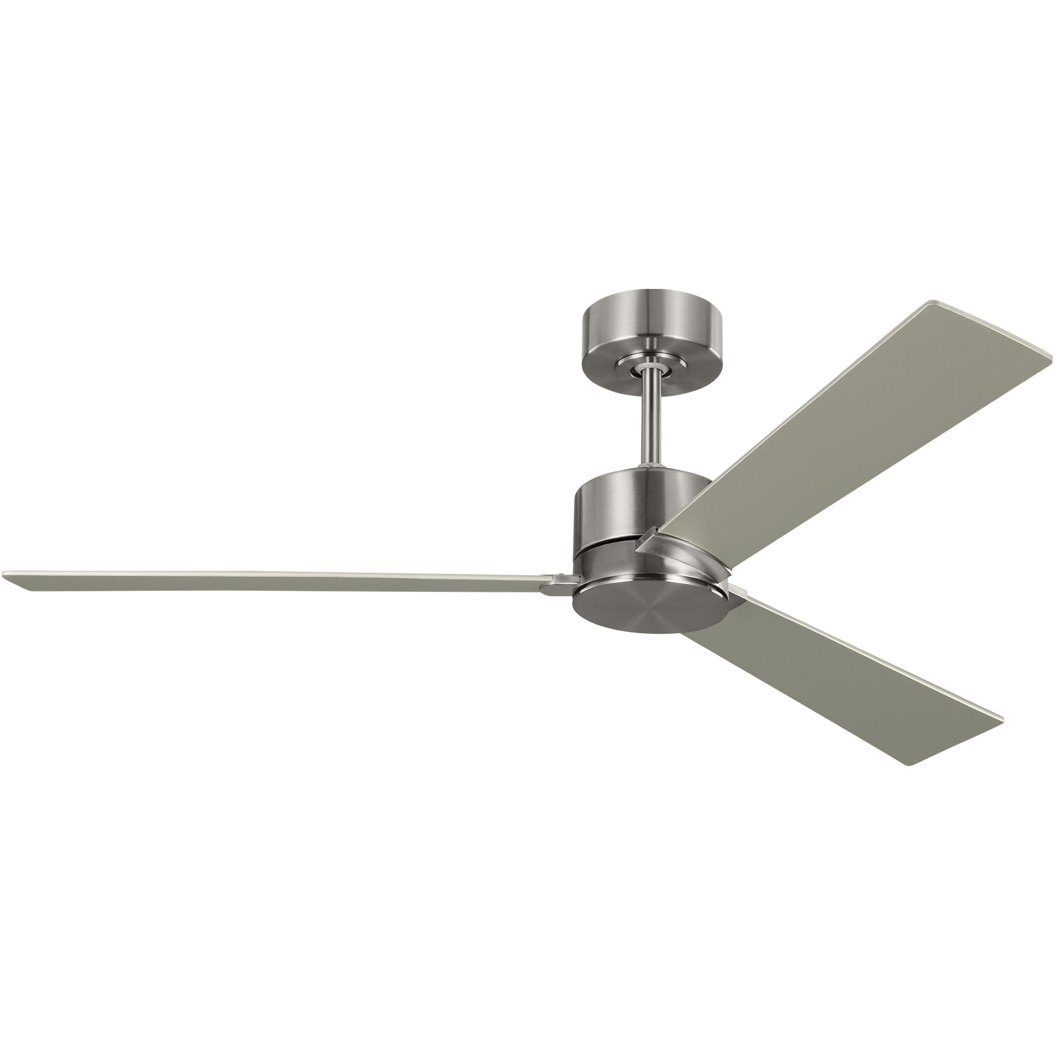 Rozzen 52 inch Brushed Steel with Silver/American Walnut reversible blades Indoor/Outdoor Ceiling Fan