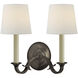 Thomas O'Brien Channing 2 Light 15.00 inch Wall Sconce