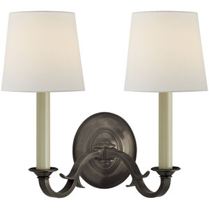 Thomas O'Brien Channing 2 Light 15 inch Bronze Double Sconce Wall Light in Linen