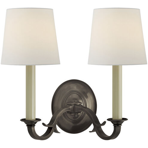 Thomas O'Brien Channing 2 Light 15 inch Bronze Double Sconce Wall Light in Linen