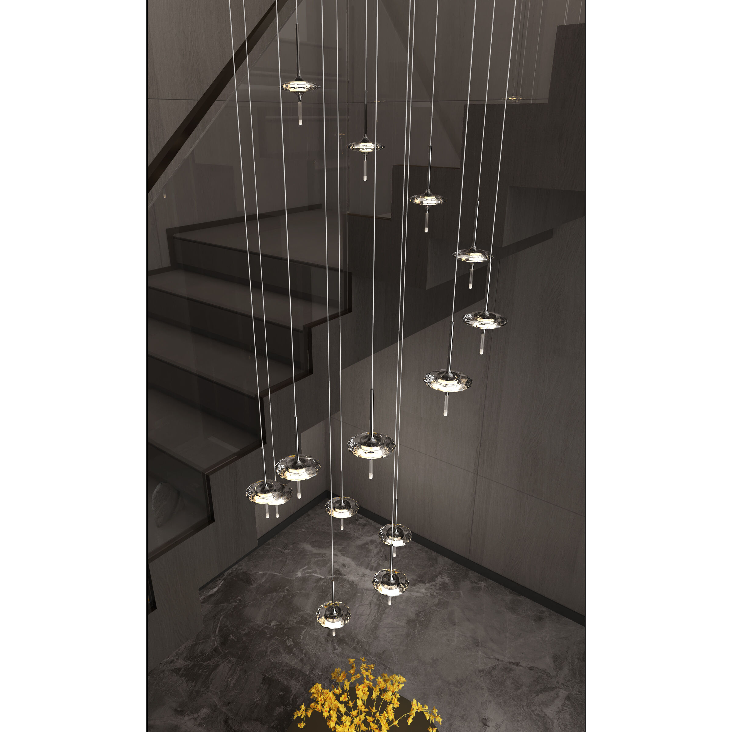 Light-Year LED 31.5 inch Chrome and Gray Multi-Pendant Ceiling Light