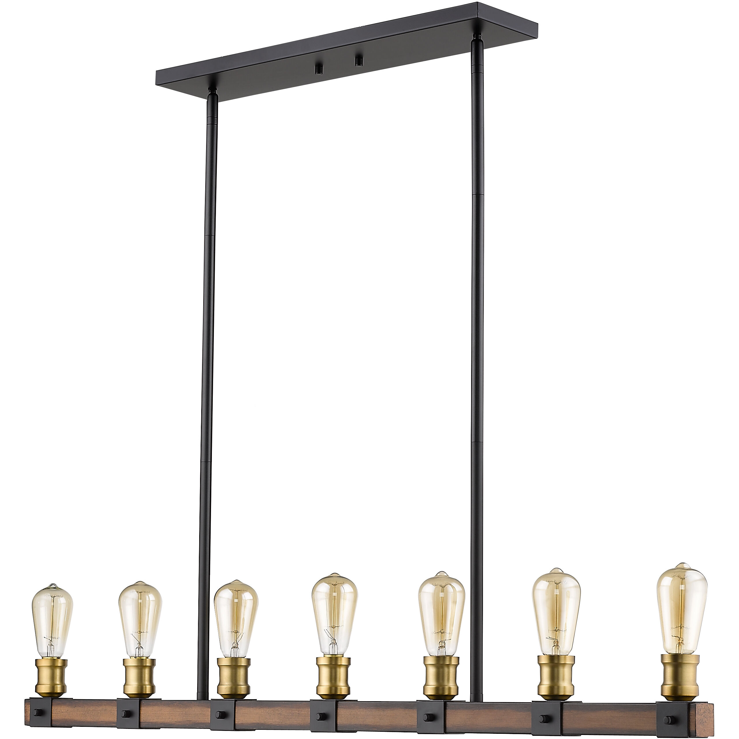 Kirkland 7 Light 44 inch Rustic Mahogany Linear Chandelier Ceiling Light