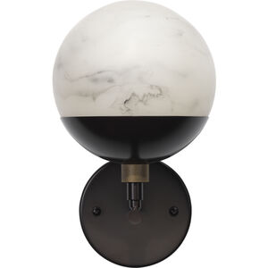 Metro 1 Light 7 inch Faux White Alabaster and Oil Rubbed Bronze Wall Sconce Wall Light