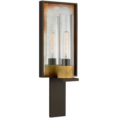 Ray Booth Beza LED 5.75 inch Warm Iron and Antique Mirror Single Reflector Sconce Wall Light