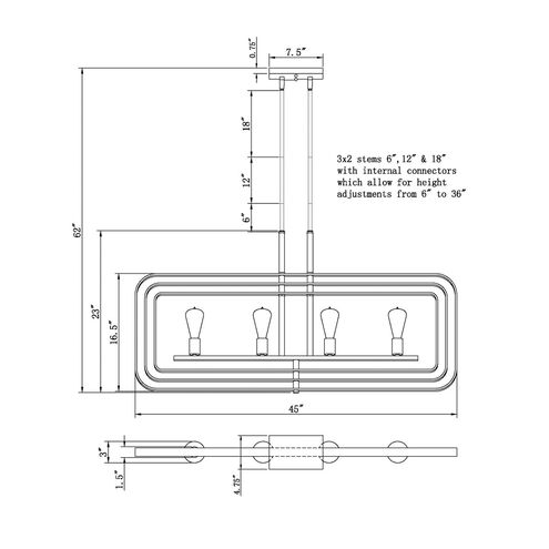 Signature 4 Light 3 inch Black and Gold Chandelier Ceiling Light