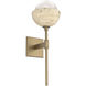 Cabochon LED 7.7 inch Gilded Brass with Travertine Stone Sconce Wall Light in 2700K LED, Opal White, Belvedere