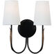 Thomas O'Brien Kairos LED 12.75 inch Aged Iron and Roman Bronze Double Sconce Wall Light