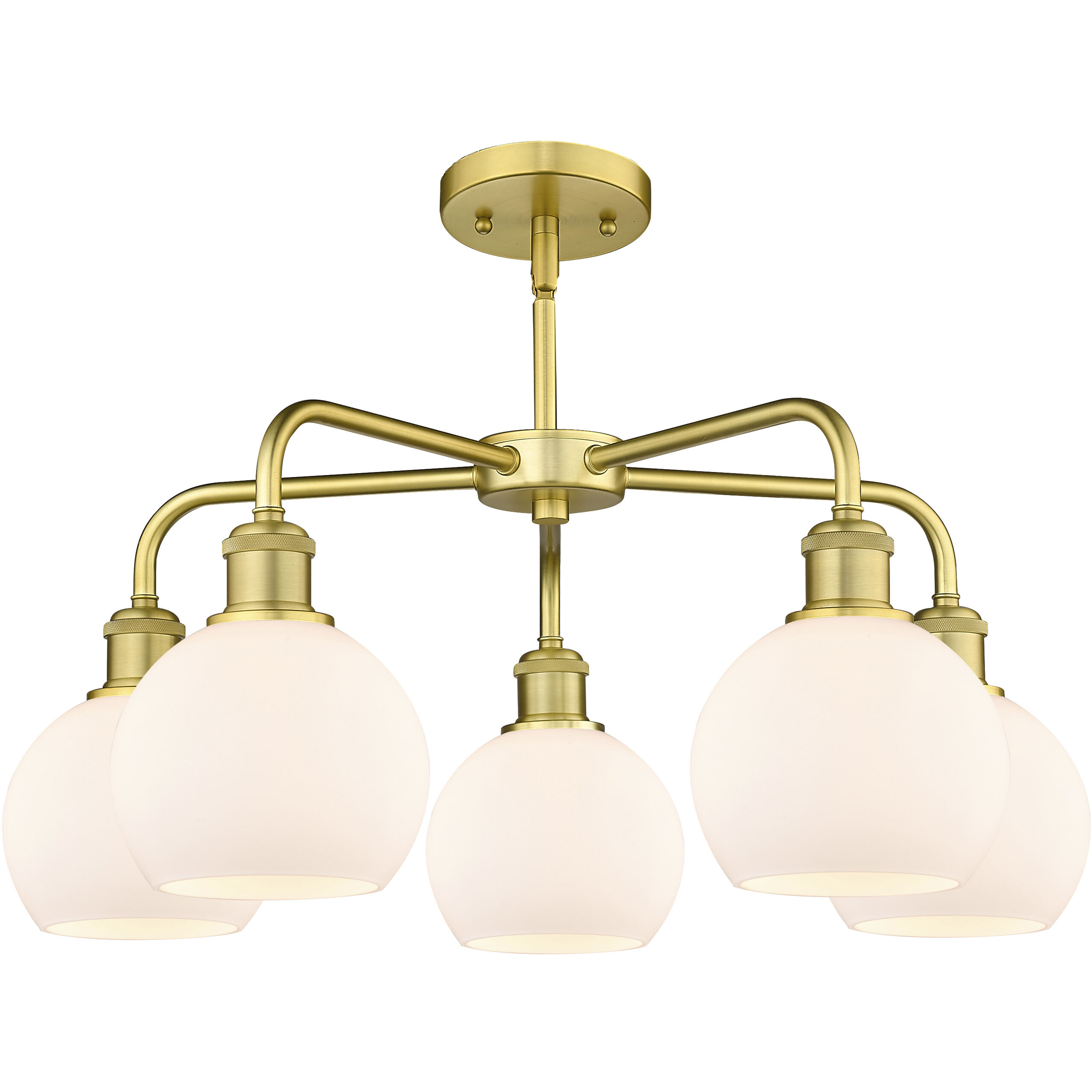 Athens 5 Light 24 inch Satin Gold Chandelier Ceiling Light in Matte White Glass